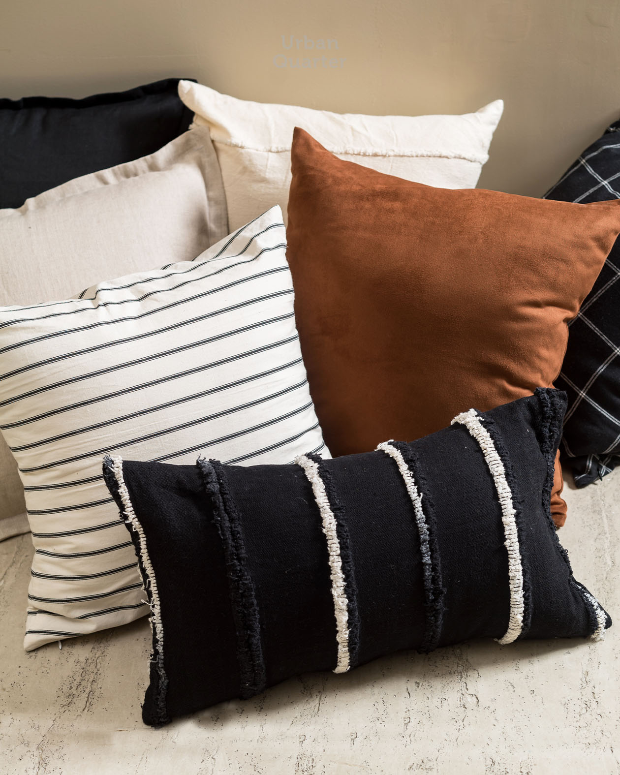 Prive Living The Boho Stripe II Cushion in Cream